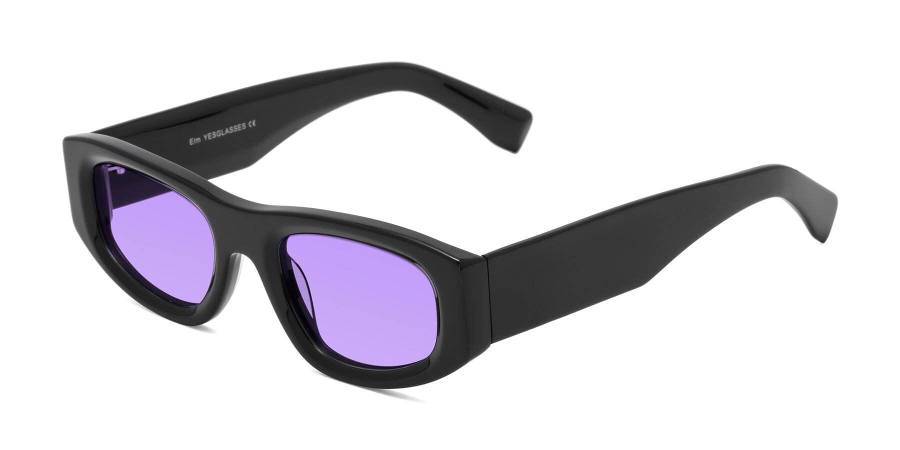 Angle of Elm in Black with Medium Purple Tinted Lenses