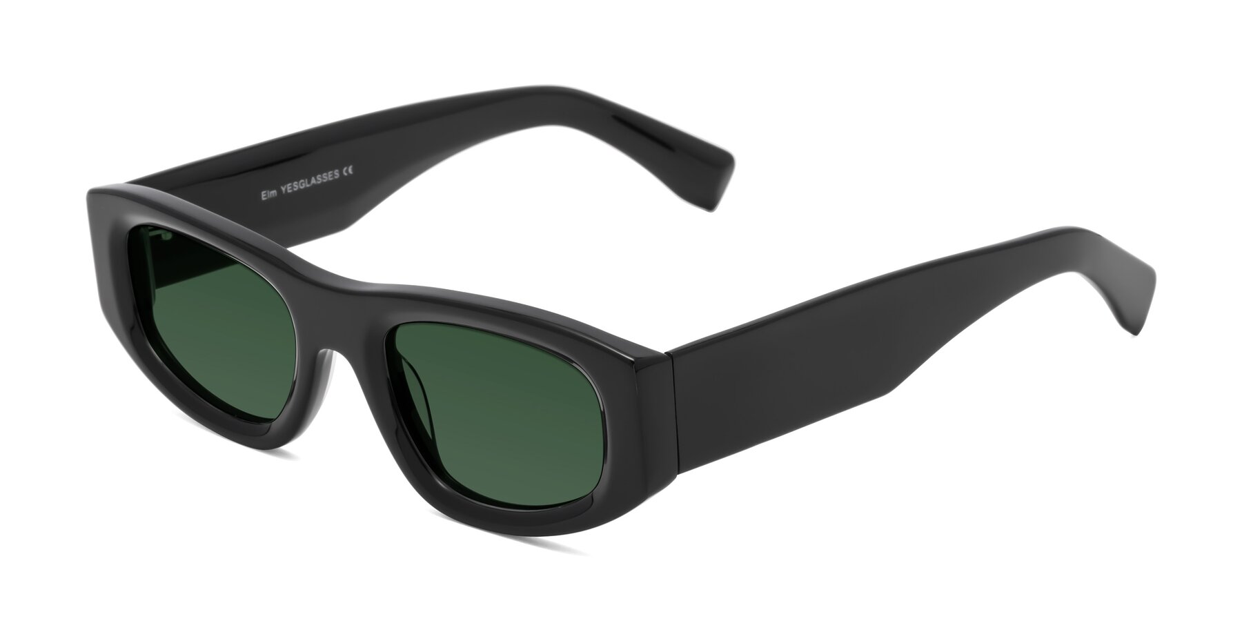 Angle of Elm in Black with Green Tinted Lenses