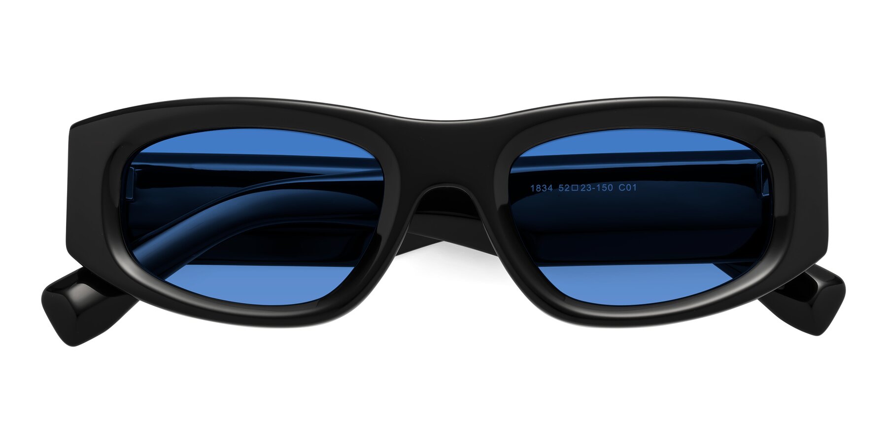 Folded Front of Elm in Black with Blue Tinted Lenses