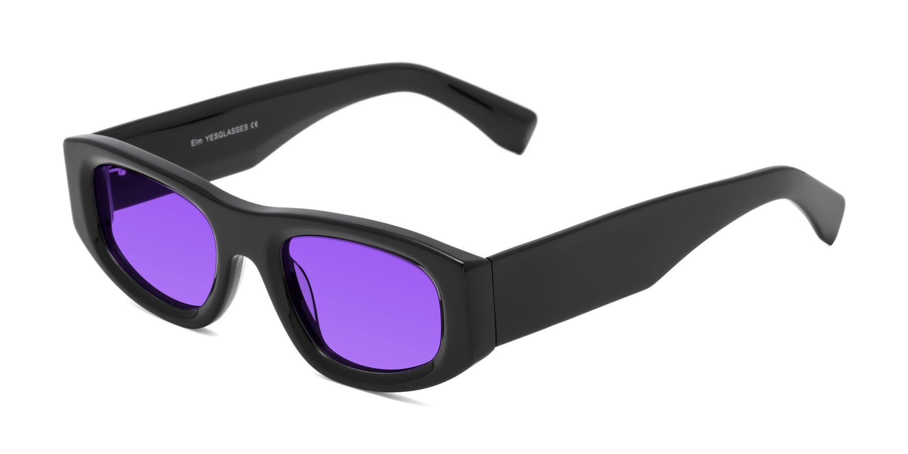 Angle of Elm in Black with Purple Tinted Lenses