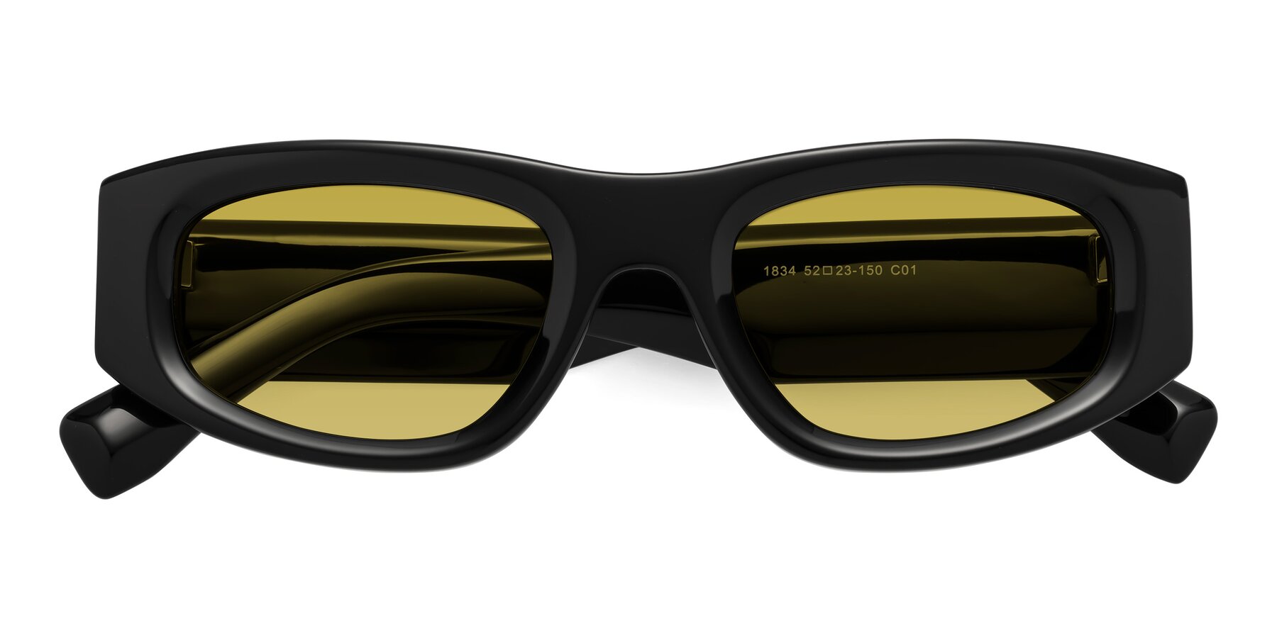 Folded Front of Elm in Black with Champagne Tinted Lenses