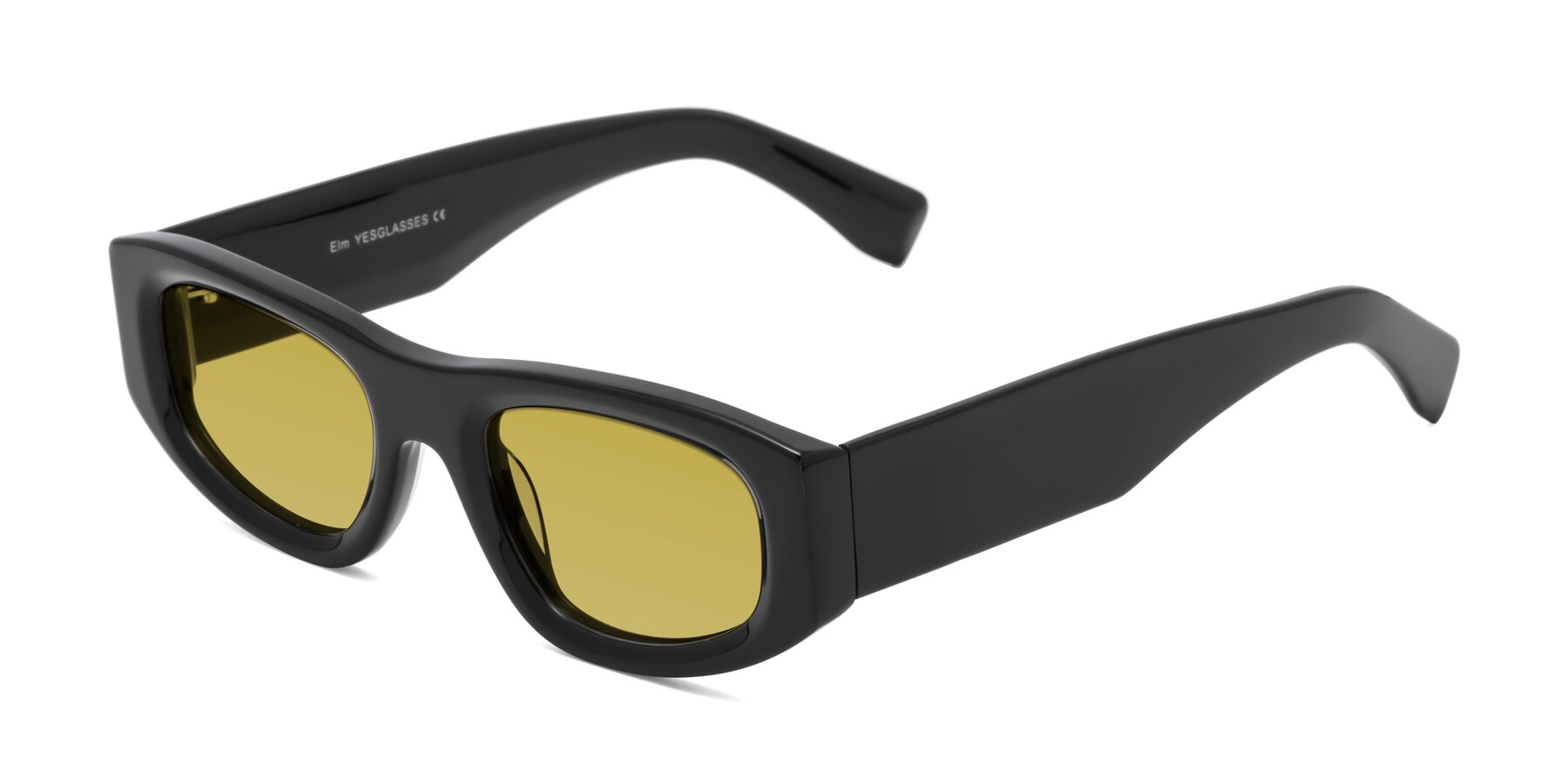 Angle of Elm in Black with Champagne Tinted Lenses