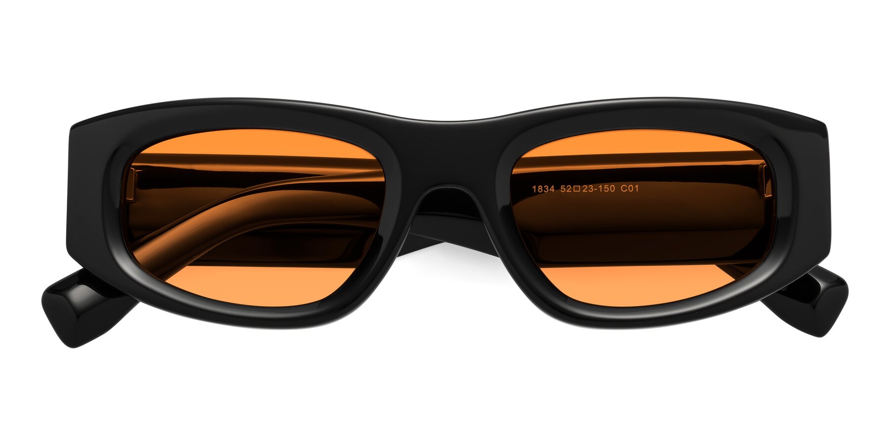 Folded Front of Elm in Black with Orange Tinted Lenses