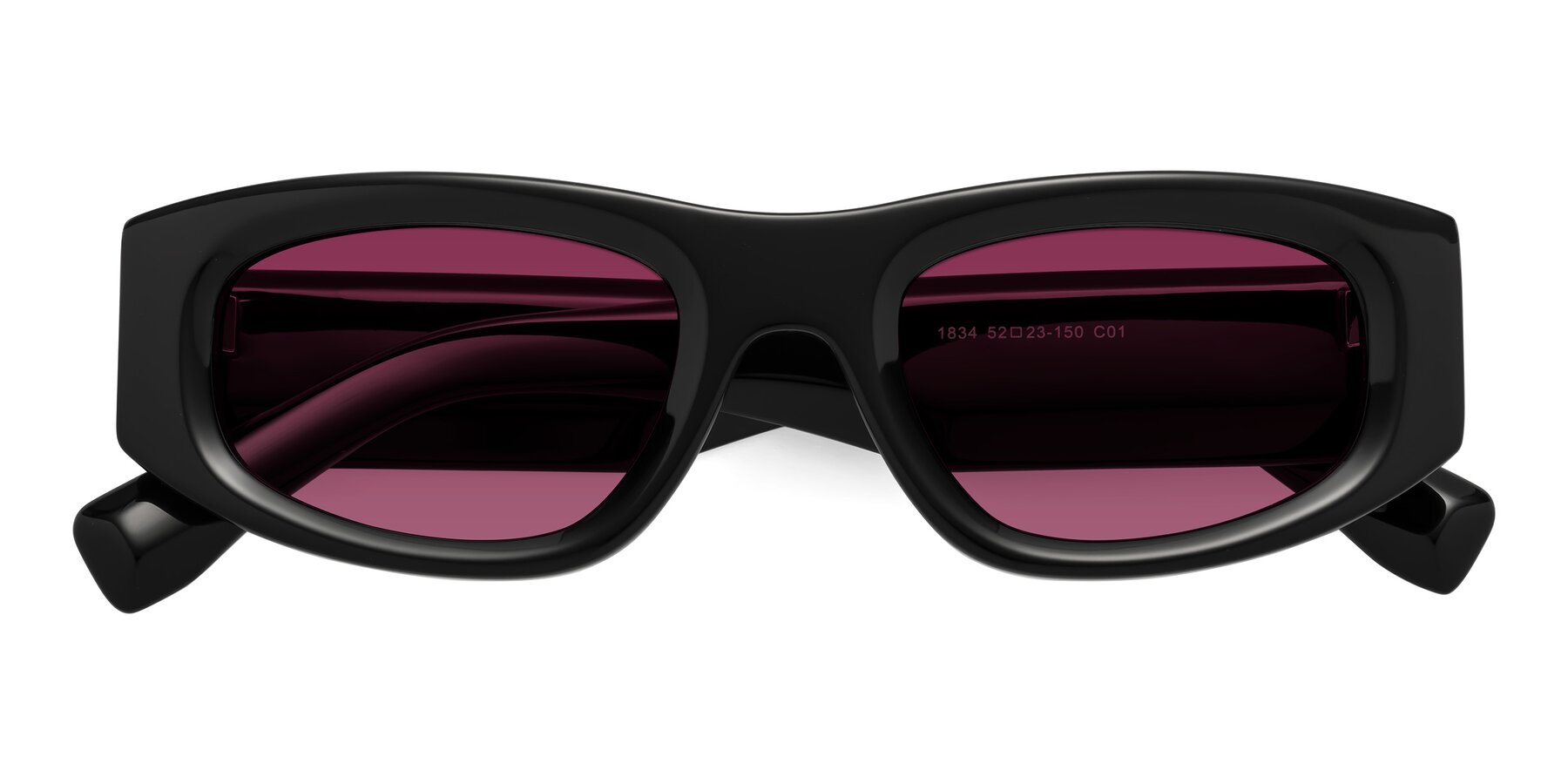 Folded Front of Elm in Black with Wine Tinted Lenses