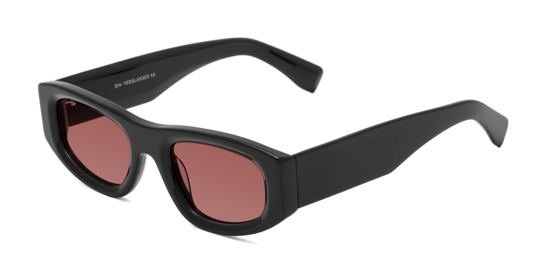 Angle of Elm in Black with Garnet Tinted Lenses