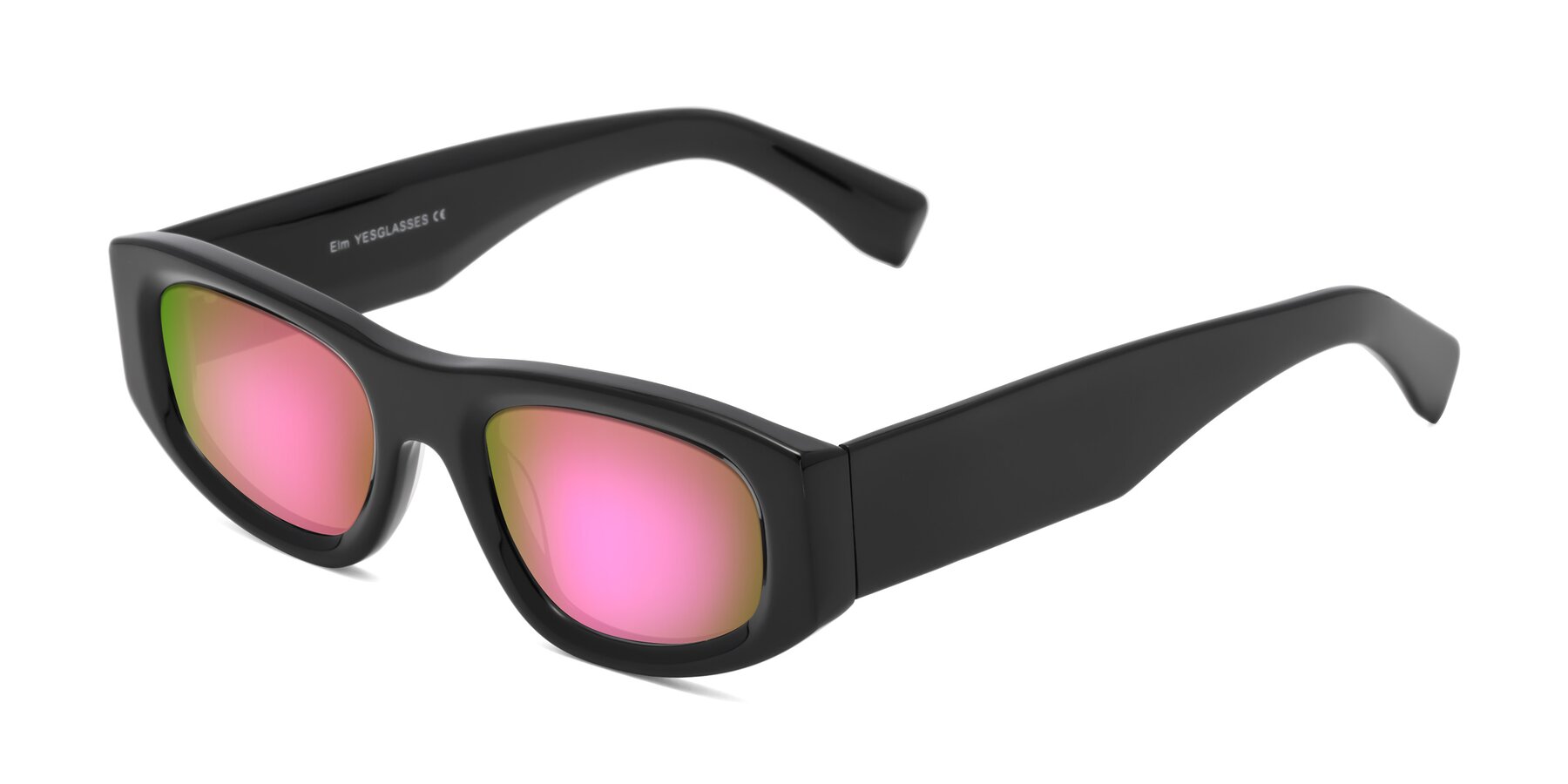 Angle of Elm in Black with Pink Mirrored Lenses