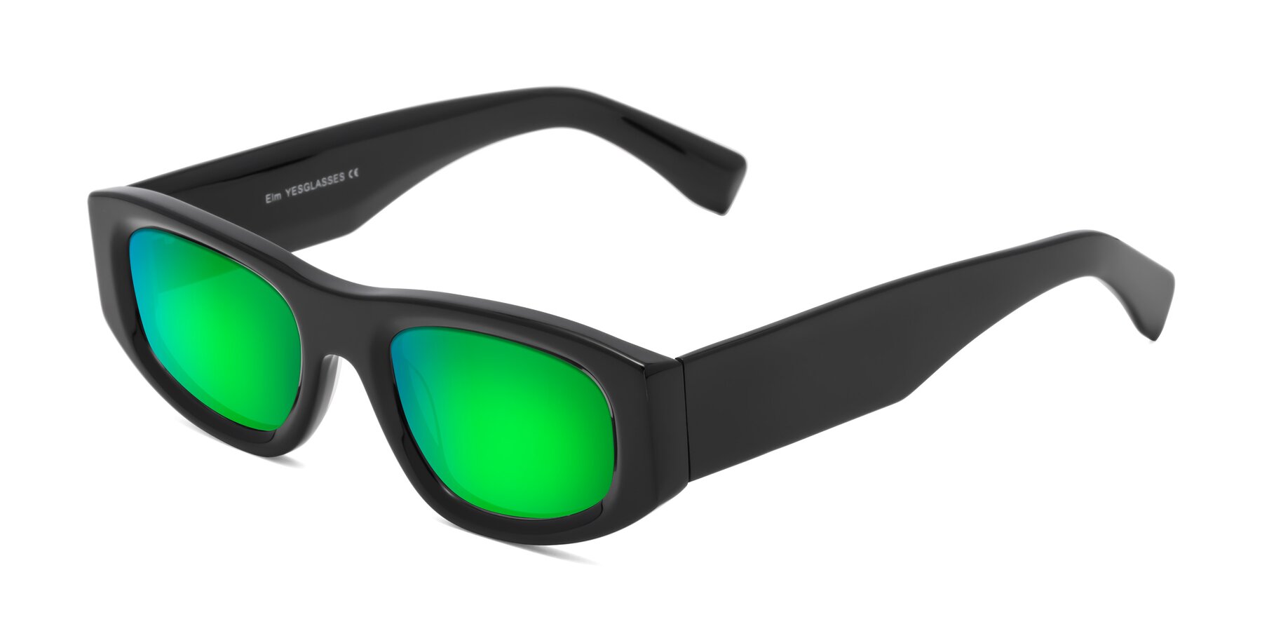 Angle of Elm in Black with Green Mirrored Lenses