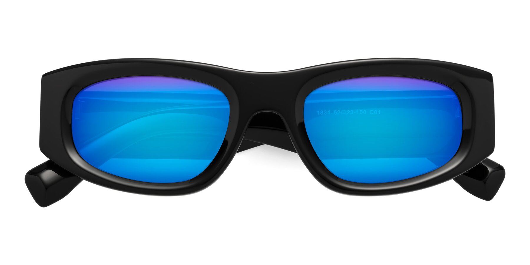 Folded Front of Elm in Black with Blue Mirrored Lenses