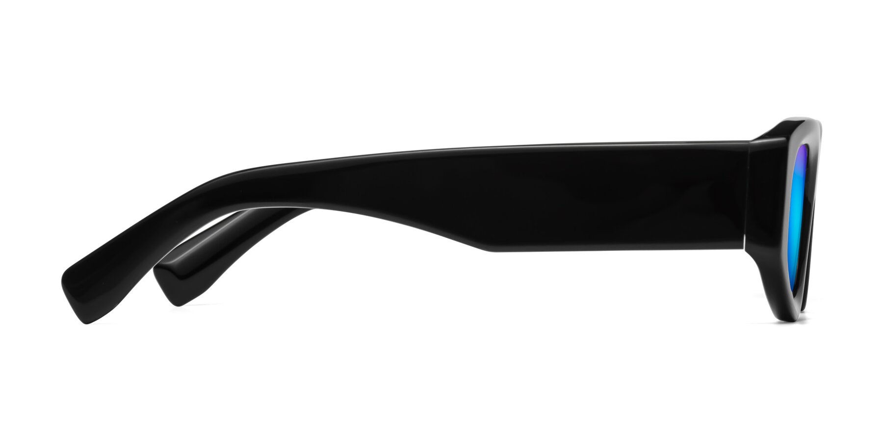 Side of Elm in Black with Blue Mirrored Lenses