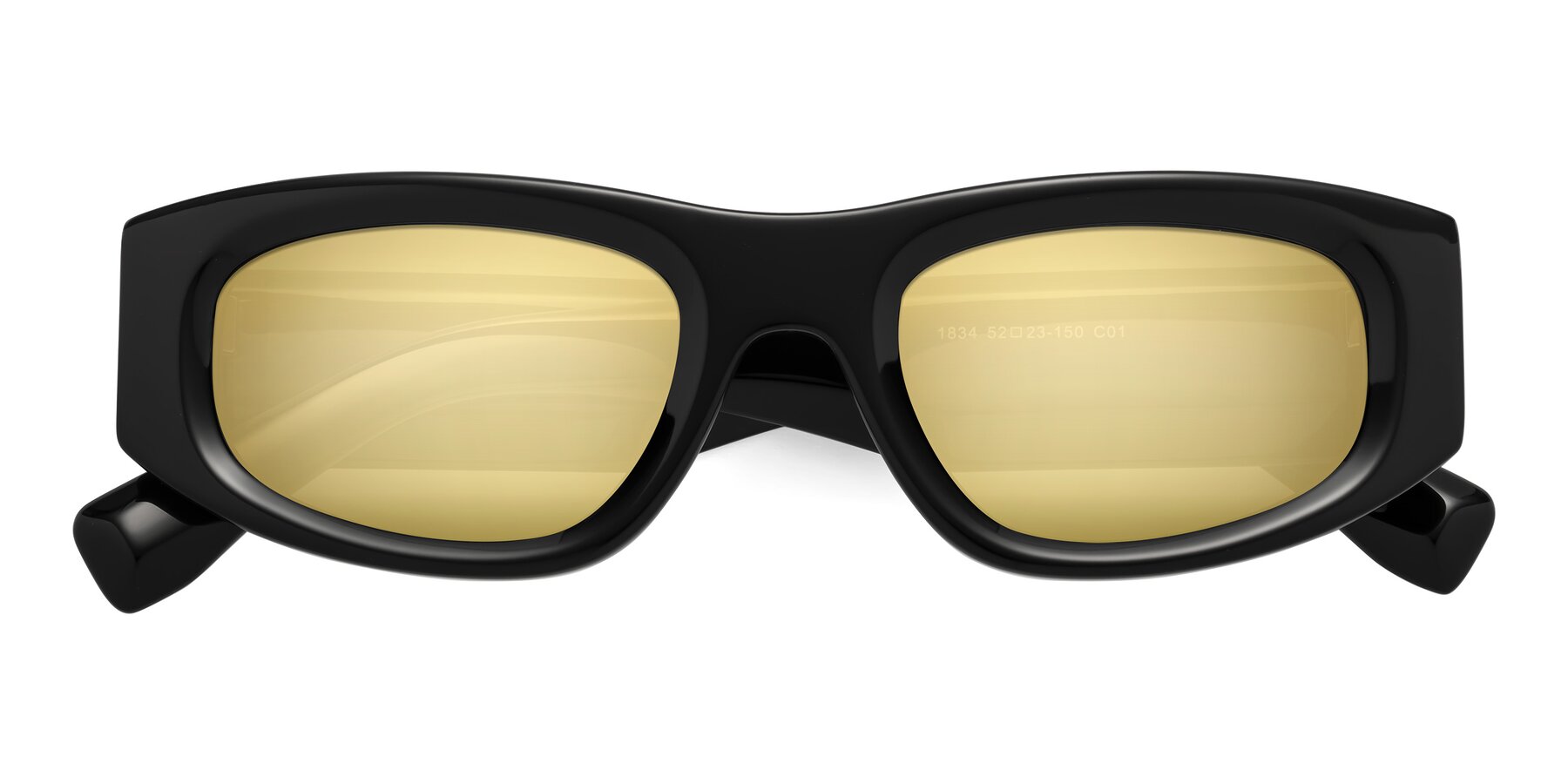 Folded Front of Elm in Black with Gold Mirrored Lenses