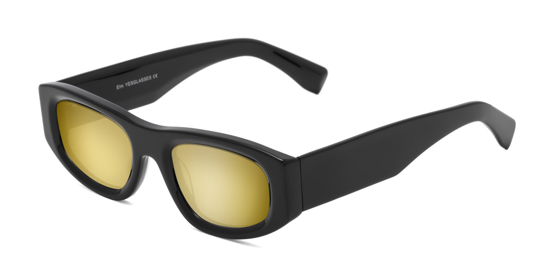 Angle of Elm in Black with Gold Mirrored Lenses