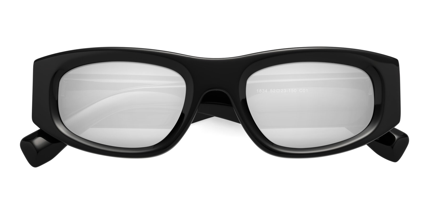 Folded Front of Elm in Black with Silver Mirrored Lenses
