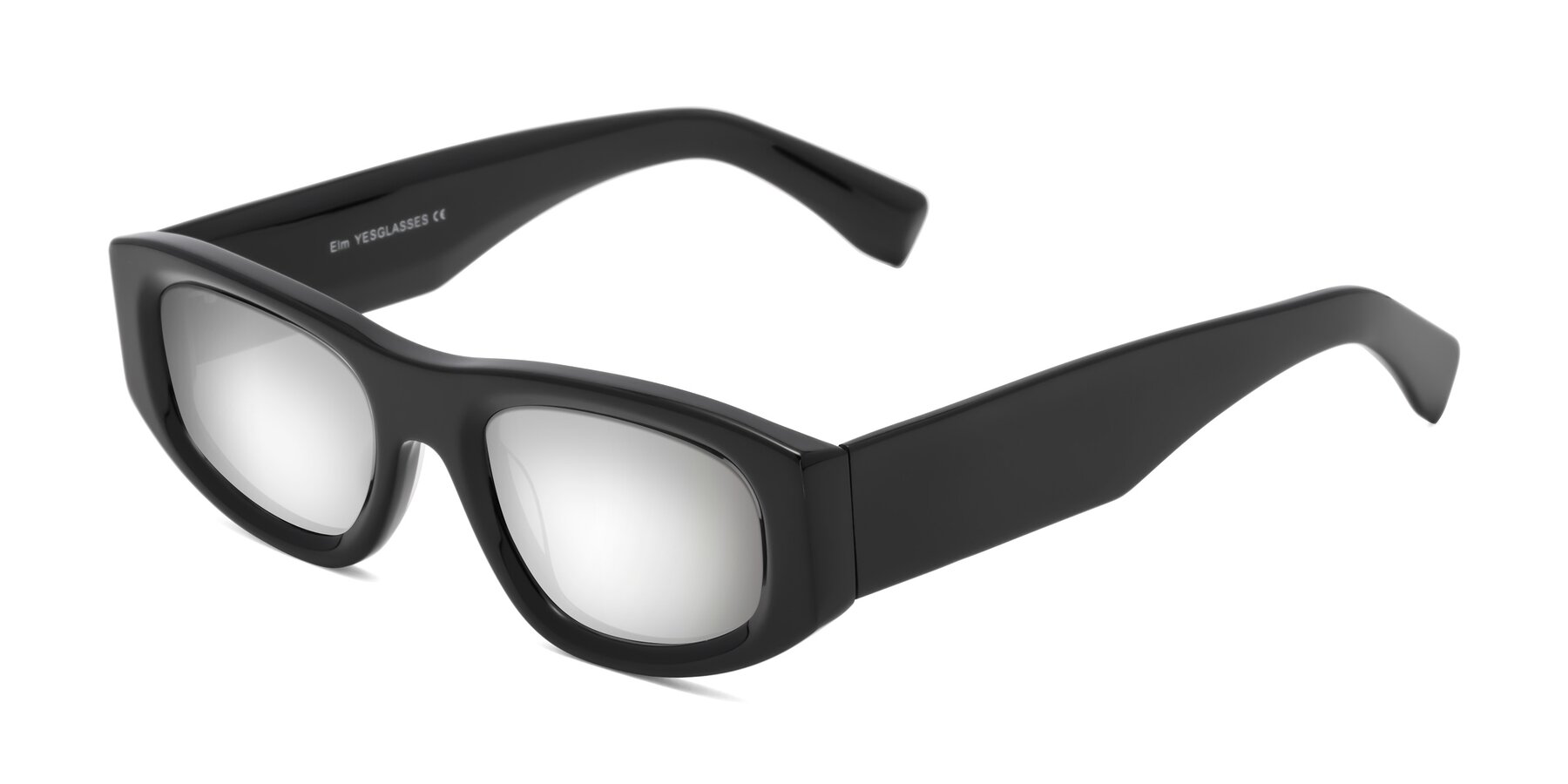 Angle of Elm in Black with Silver Mirrored Lenses