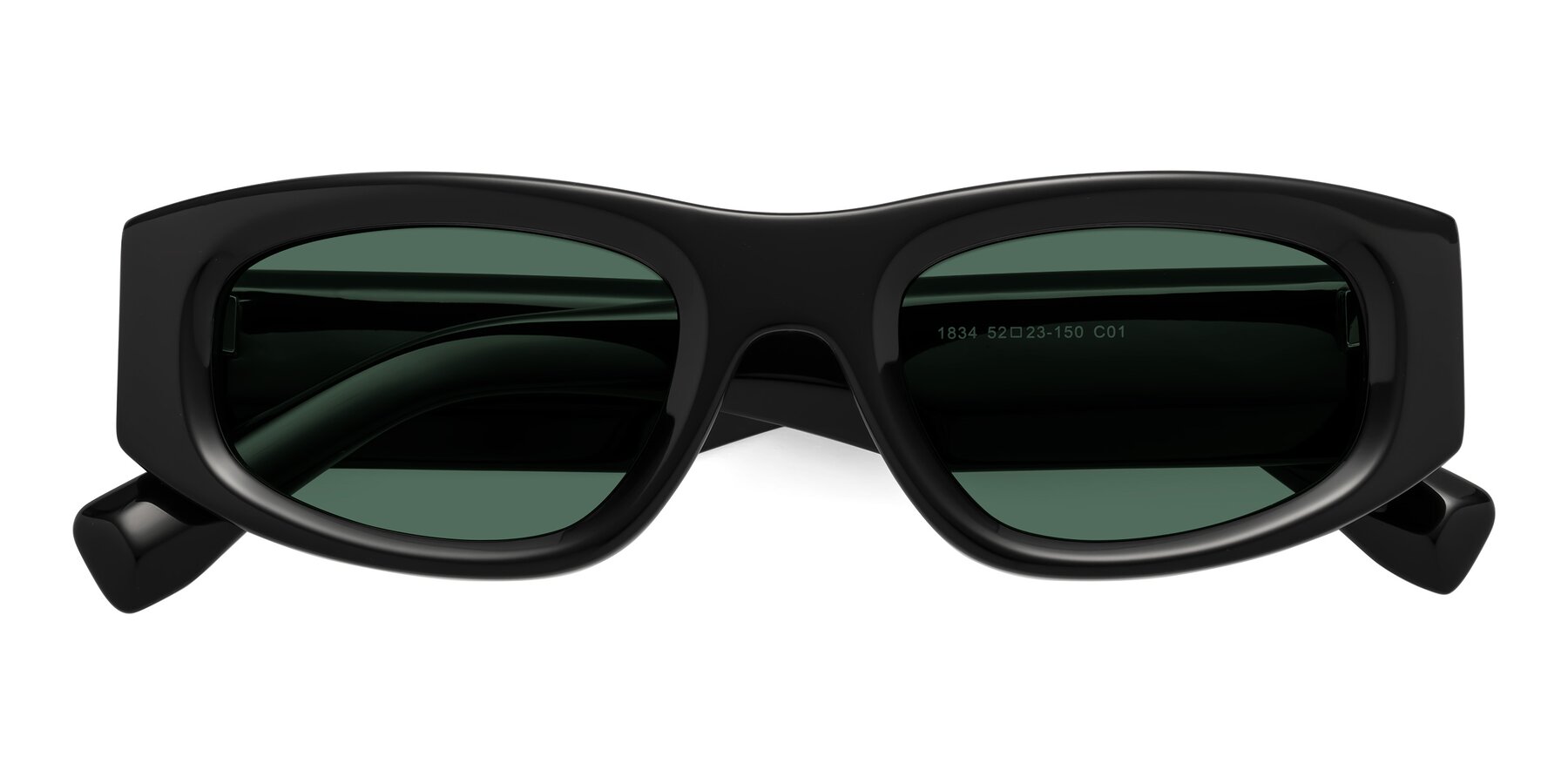 Folded Front of Elm in Black with Green Polarized Lenses