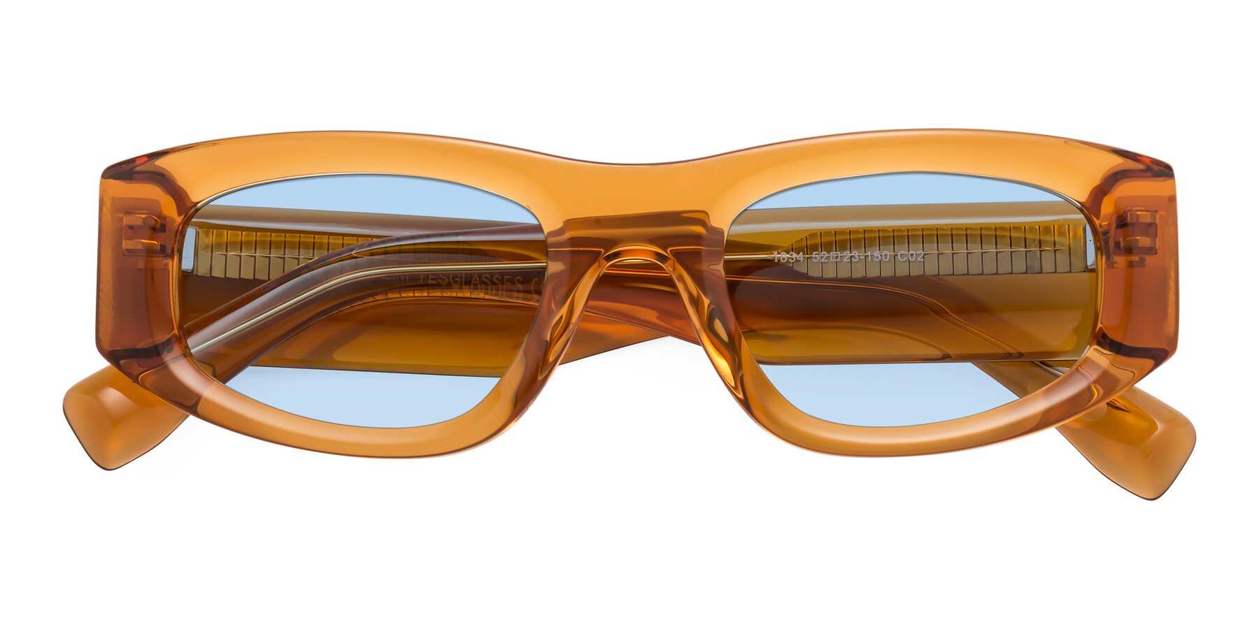Folded Front of Elm in Maple Syrup with Light Blue Tinted Lenses