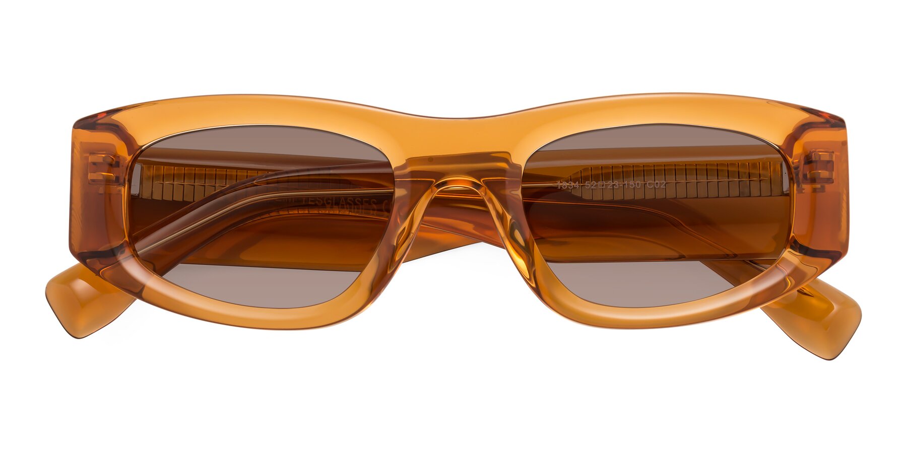 Folded Front of Elm in Maple Syrup with Medium Brown Tinted Lenses