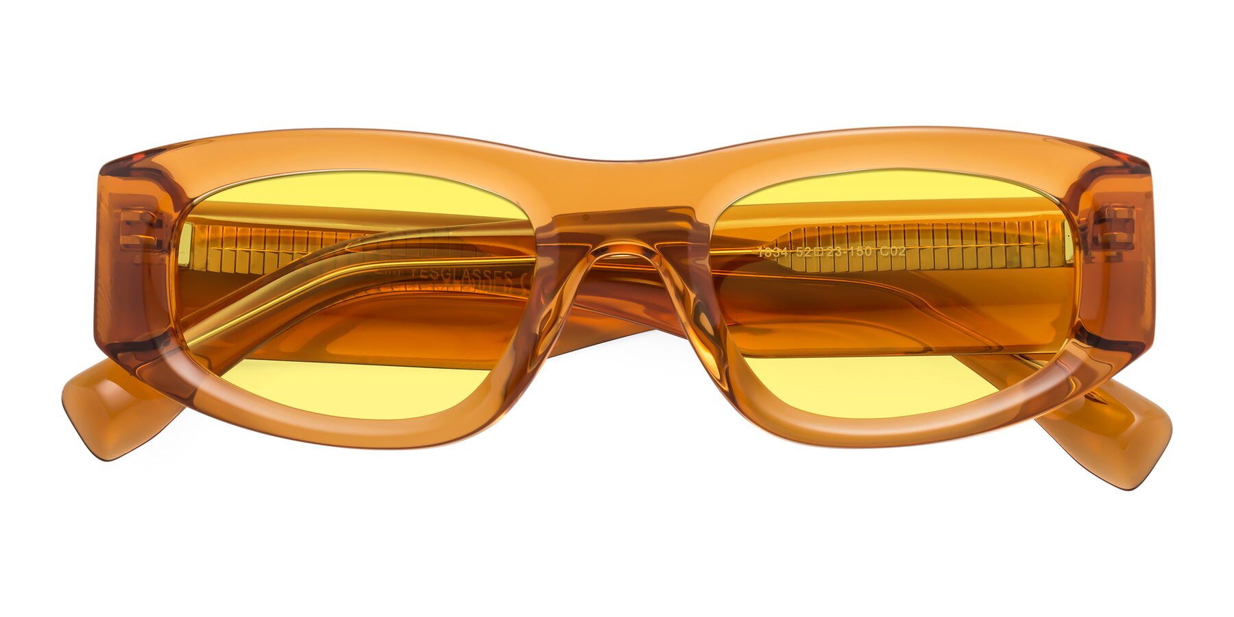Folded Front of Elm in Maple Syrup with Medium Yellow Tinted Lenses