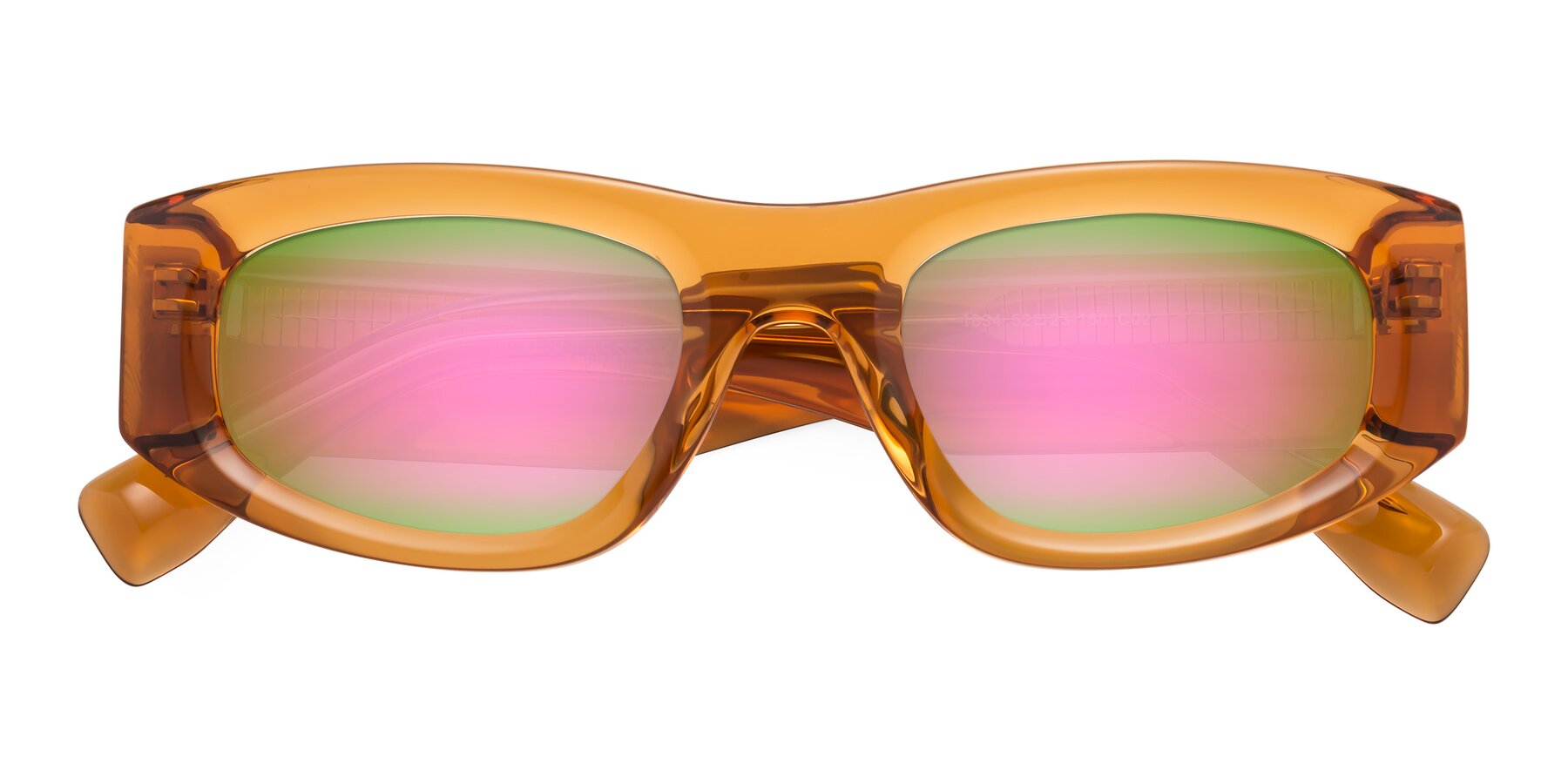 Folded Front of Elm in Maple Syrup with Pink Mirrored Lenses