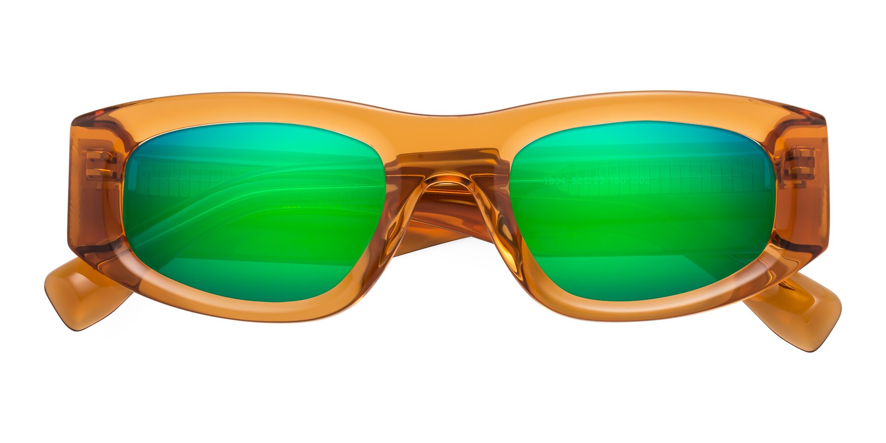 Folded Front of Elm in Maple Syrup with Green Mirrored Lenses