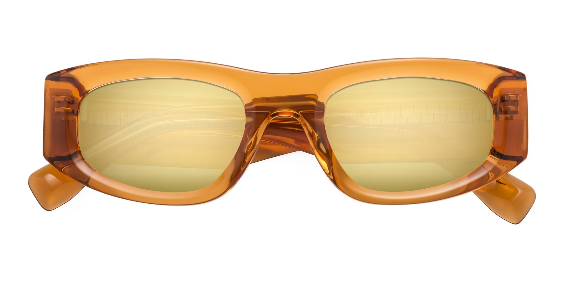 Folded Front of Elm in Maple Syrup with Gold Mirrored Lenses
