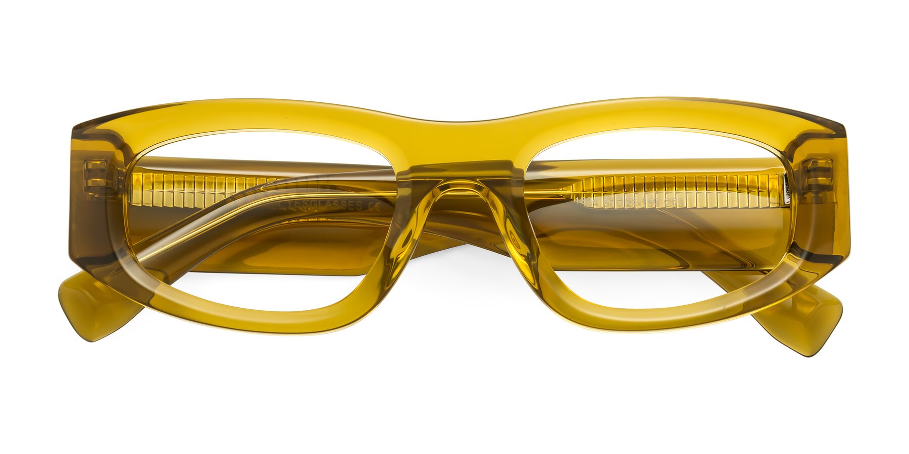 Folded Front of Elm in Honey with Clear Reading Eyeglass Lenses