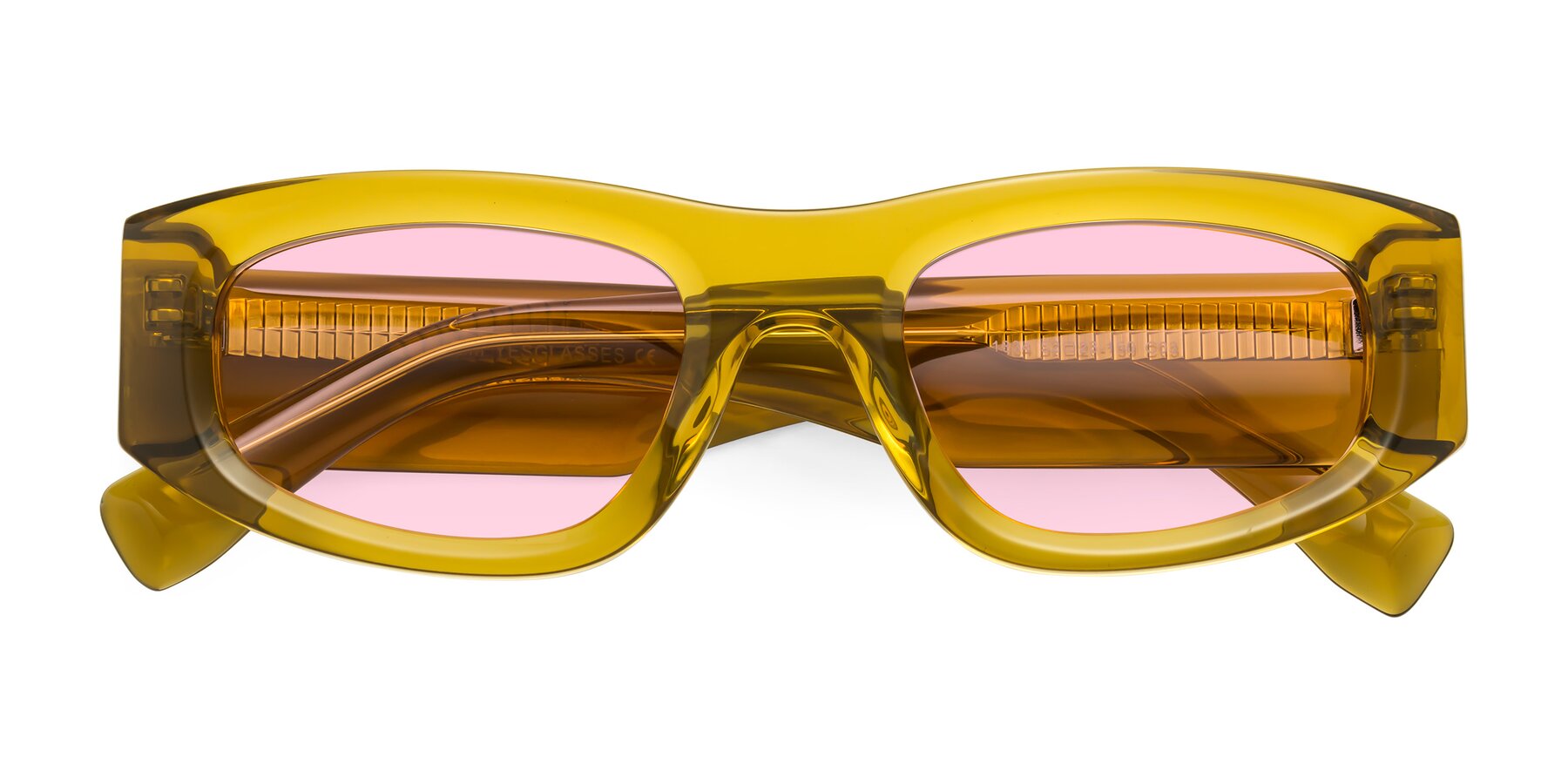 Folded Front of Elm in Honey with Light Pink Tinted Lenses