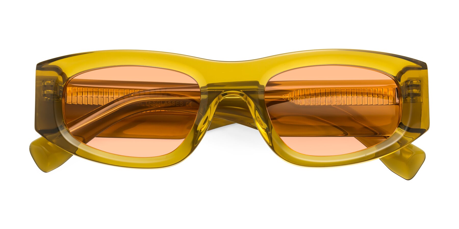 Folded Front of Elm in Honey with Light Orange Tinted Lenses