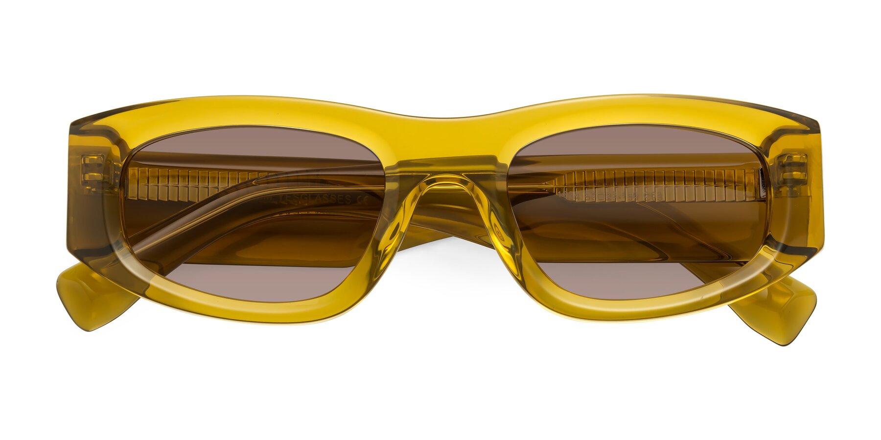 Folded Front of Elm in Honey with Medium Brown Tinted Lenses