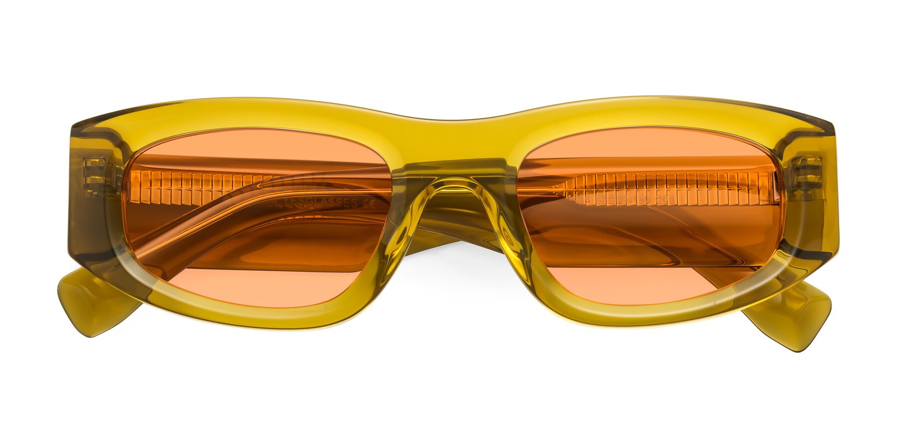 Folded Front of Elm in Honey with Medium Orange Tinted Lenses