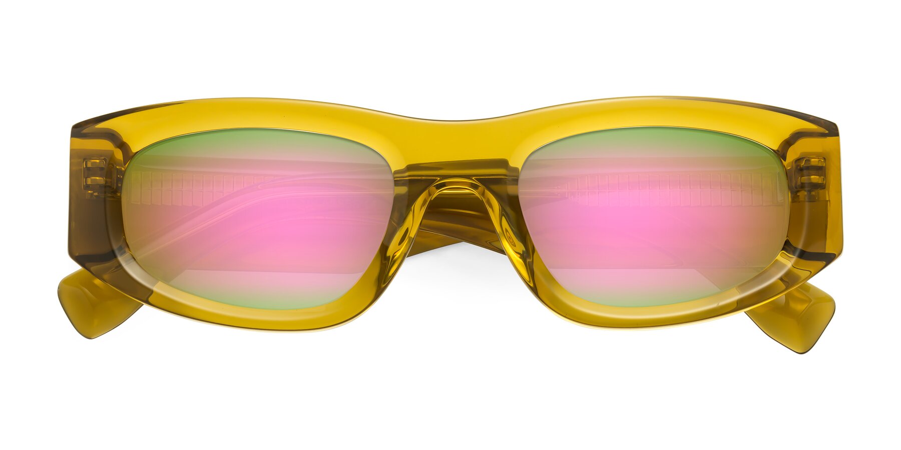 Folded Front of Elm in Honey with Pink Mirrored Lenses