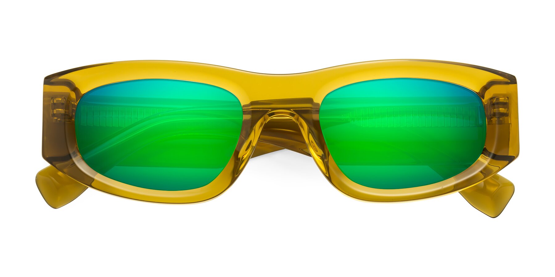 Folded Front of Elm in Honey with Green Mirrored Lenses