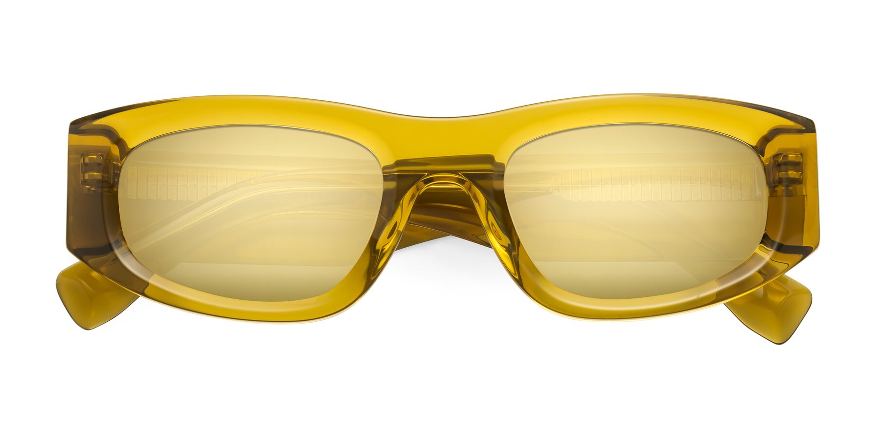 Folded Front of Elm in Honey with Gold Mirrored Lenses