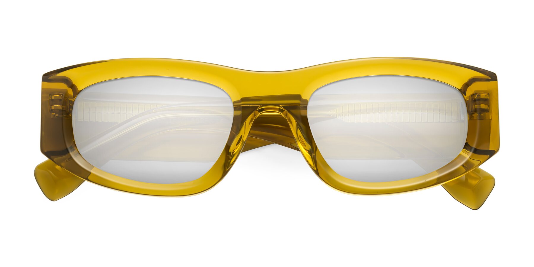 Folded Front of Elm in Honey with Silver Mirrored Lenses