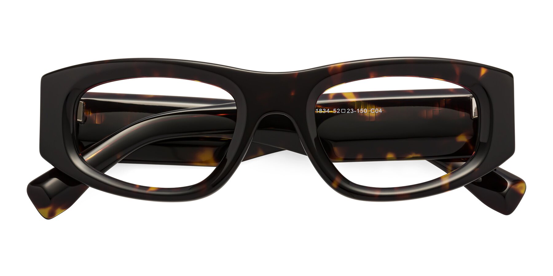 Folded Front of Elm in Tortoise with Clear Eyeglass Lenses