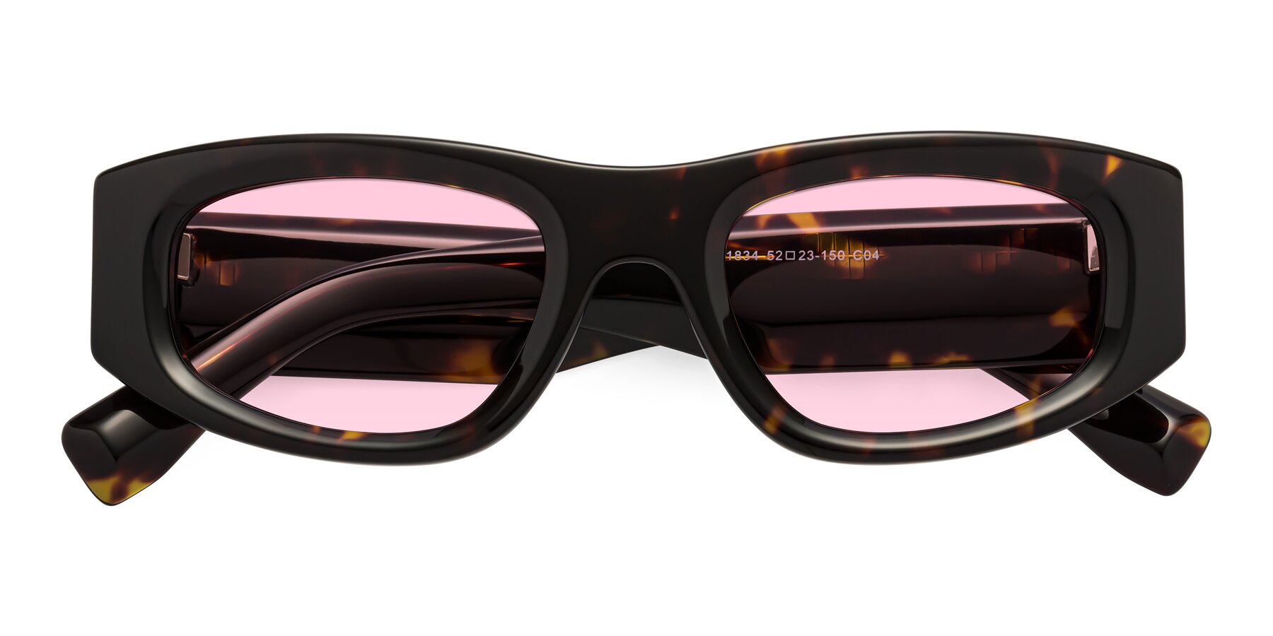 Folded Front of Elm in Tortoise with Light Pink Tinted Lenses