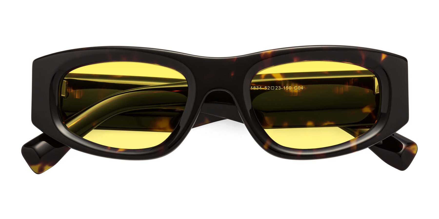 Folded Front of Elm in Tortoise with Medium Yellow Tinted Lenses