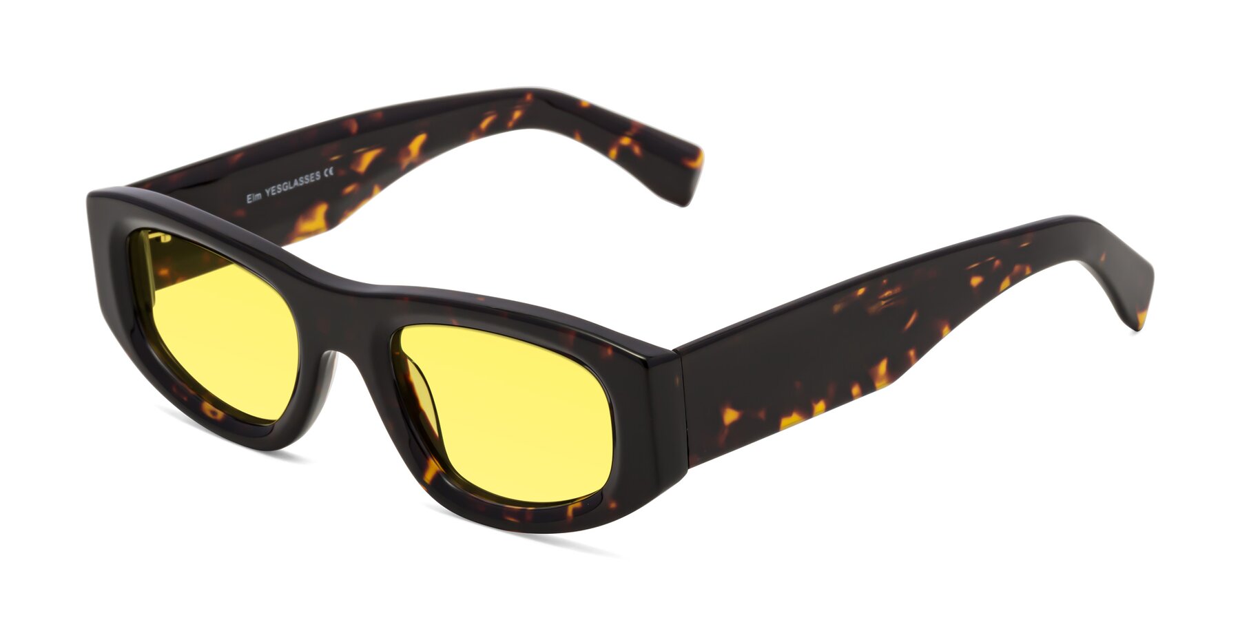 Angle of Elm in Tortoise with Medium Yellow Tinted Lenses