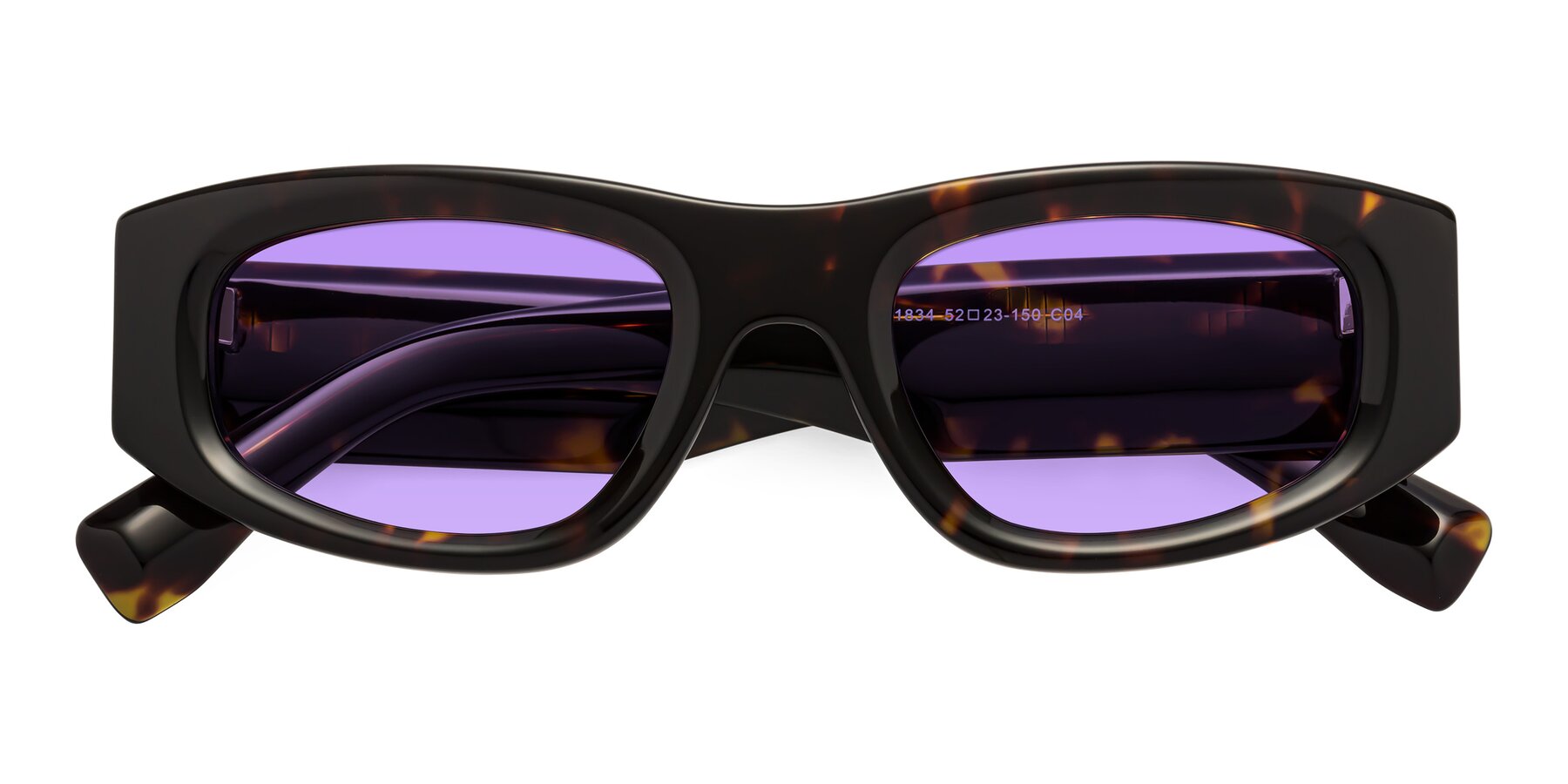 Folded Front of Elm in Tortoise with Medium Purple Tinted Lenses