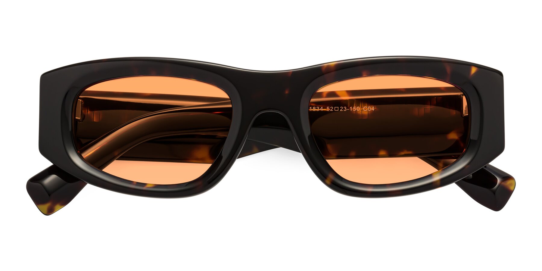 Folded Front of Elm in Tortoise with Medium Orange Tinted Lenses