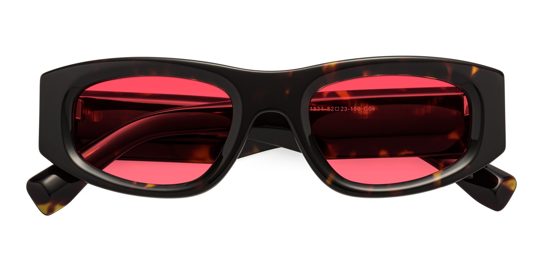 Folded Front of Elm in Tortoise with Red Tinted Lenses