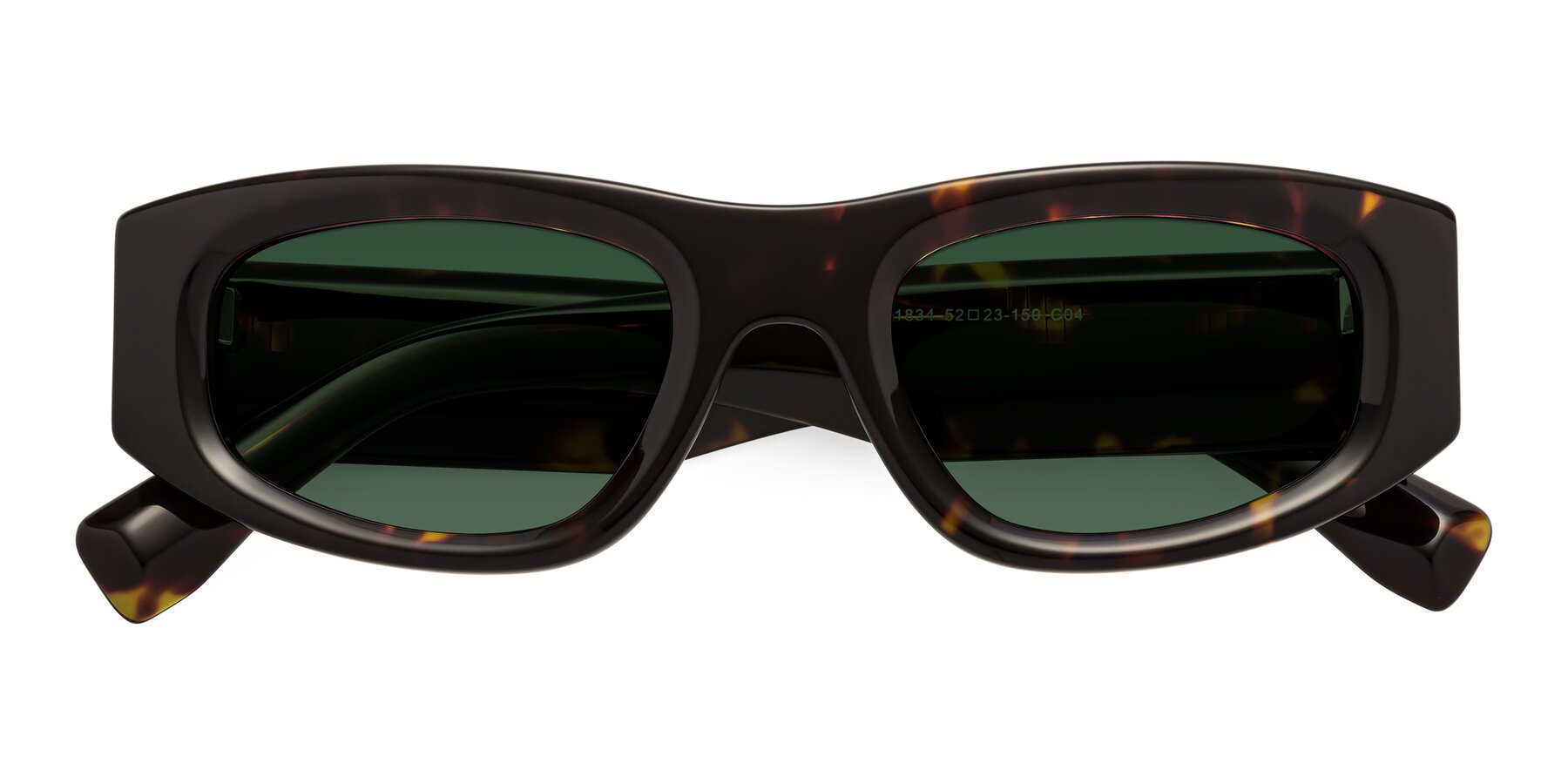 Folded Front of Elm in Tortoise with Green Tinted Lenses