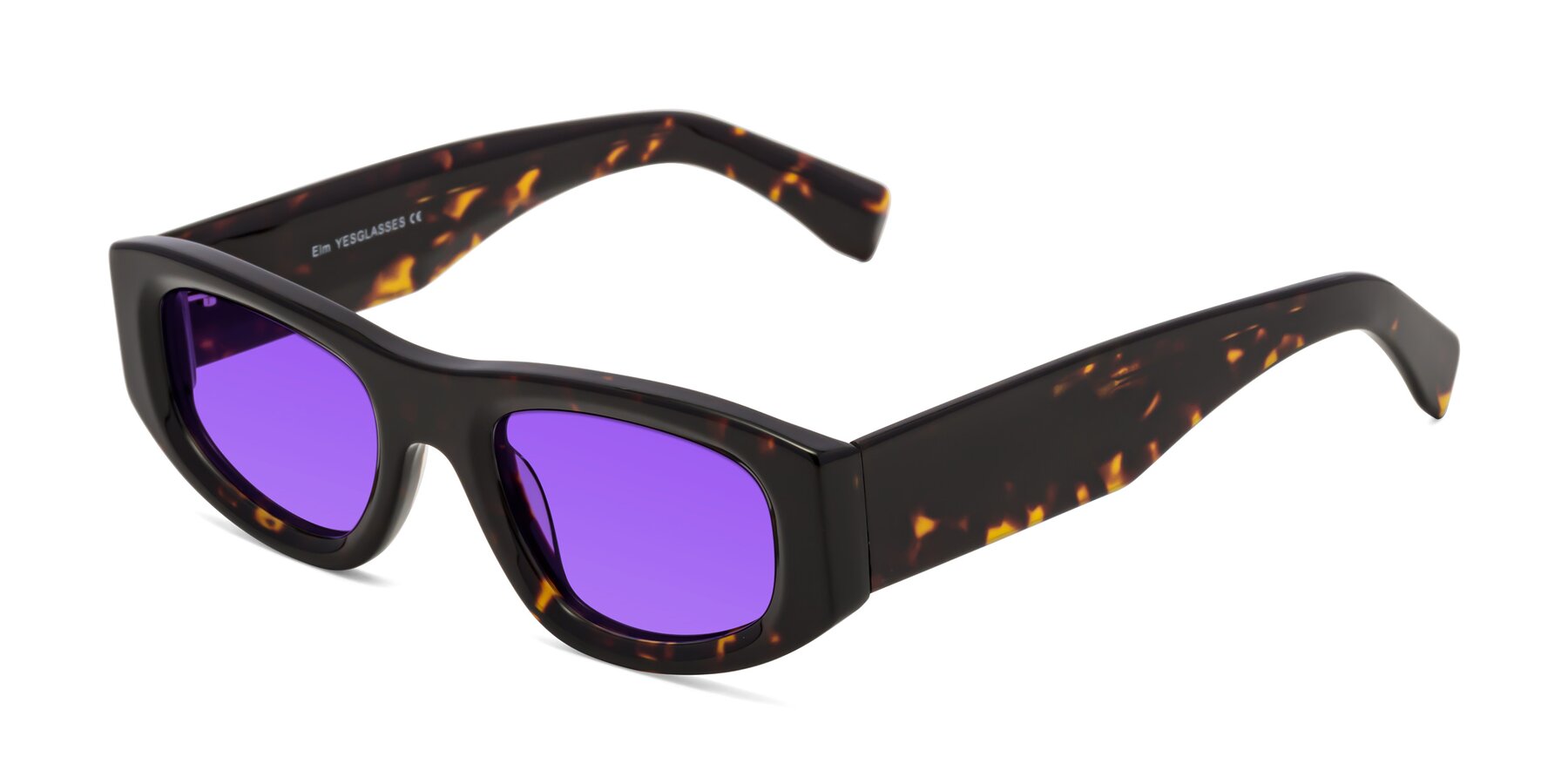 Angle of Elm in Tortoise with Purple Tinted Lenses