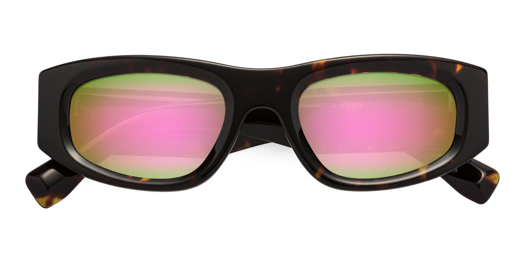 Folded Front of Elm in Tortoise with Pink Mirrored Lenses