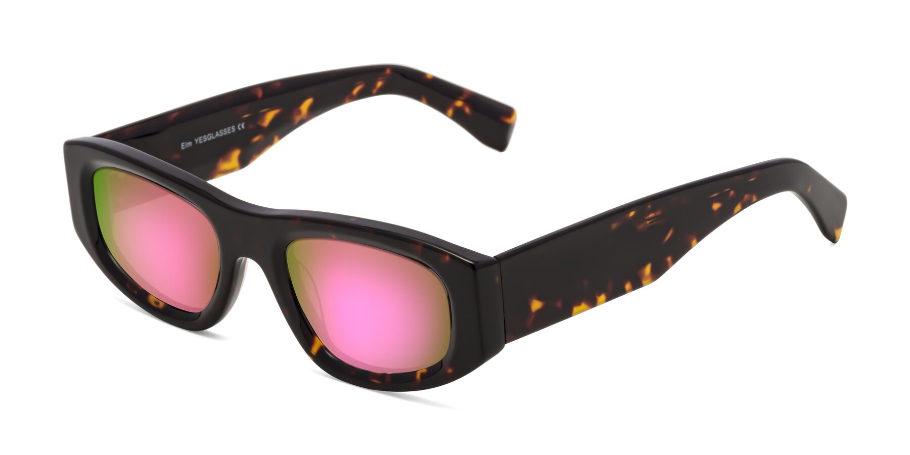 Angle of Elm in Tortoise with Pink Mirrored Lenses