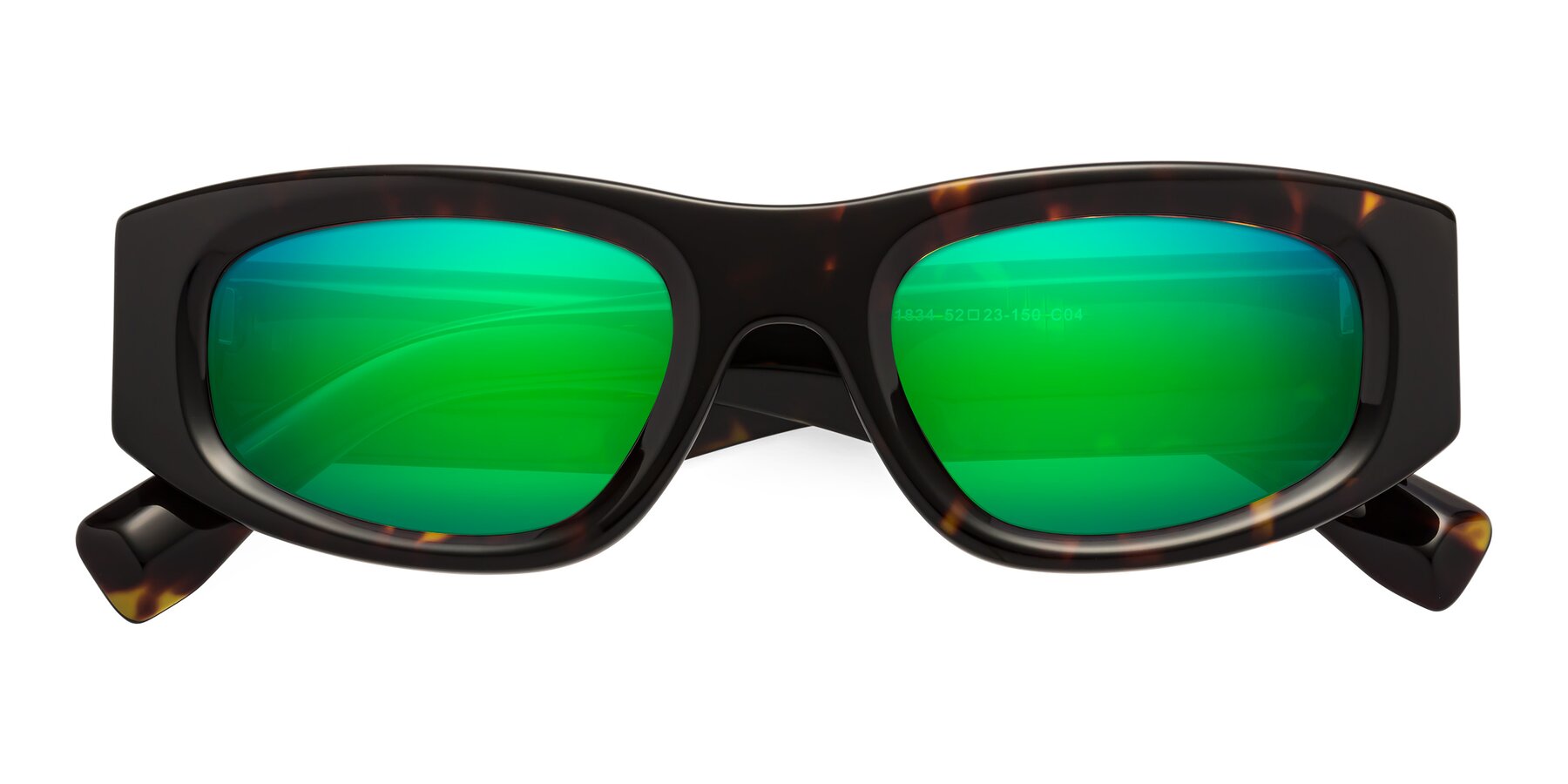 Folded Front of Elm in Tortoise with Green Mirrored Lenses