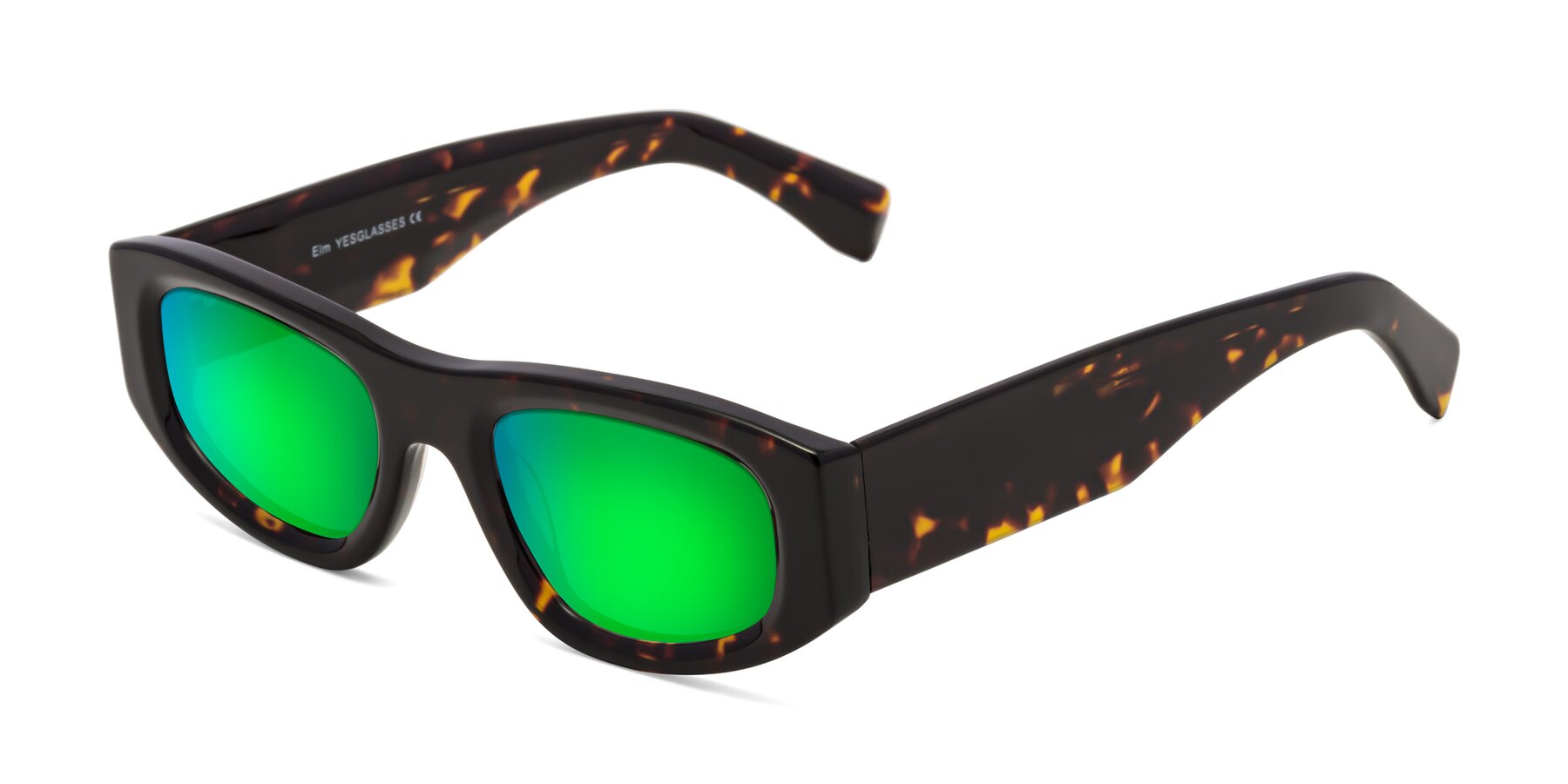 Angle of Elm in Tortoise with Green Mirrored Lenses