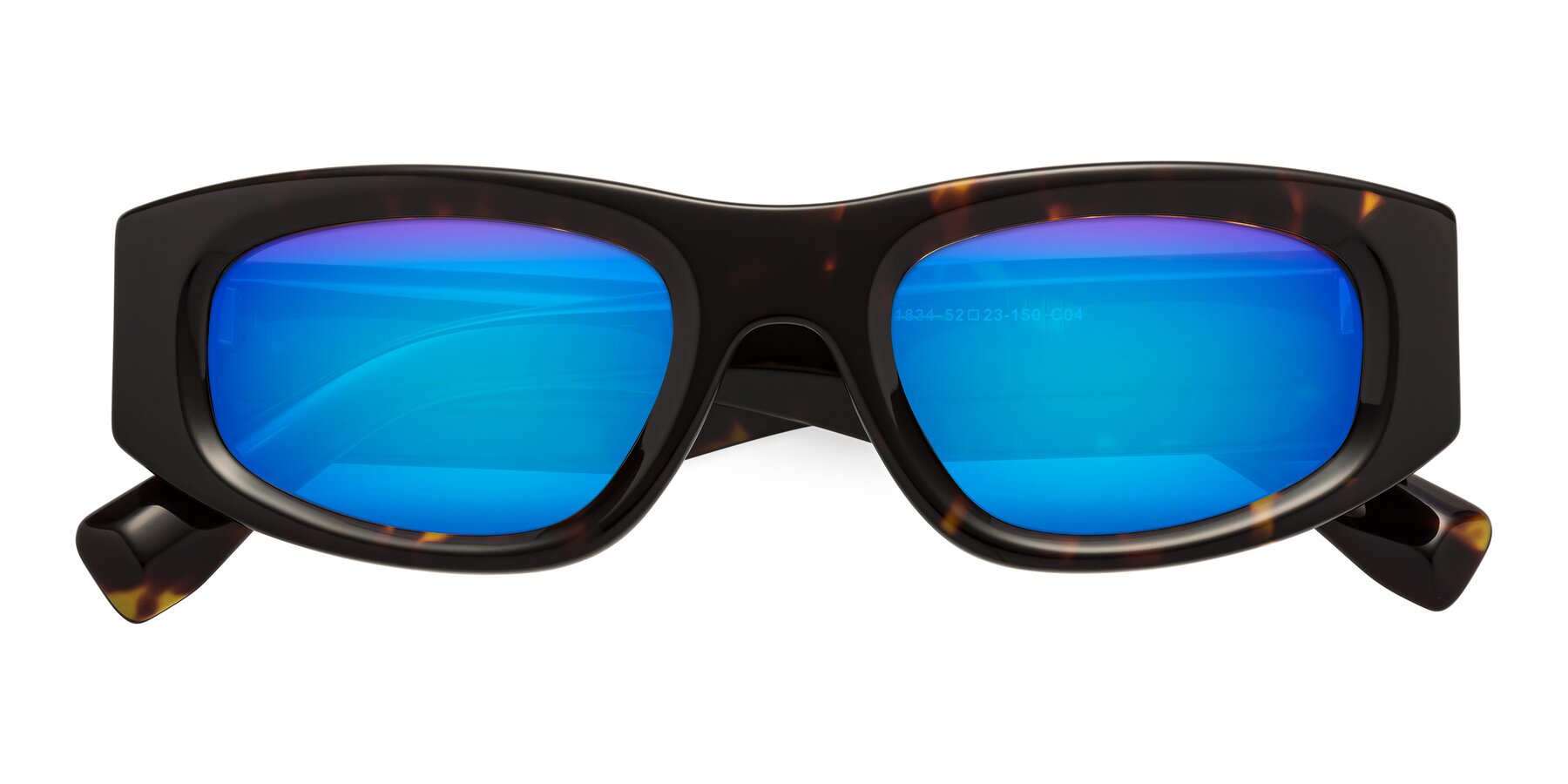 Folded Front of Elm in Tortoise with Blue Mirrored Lenses