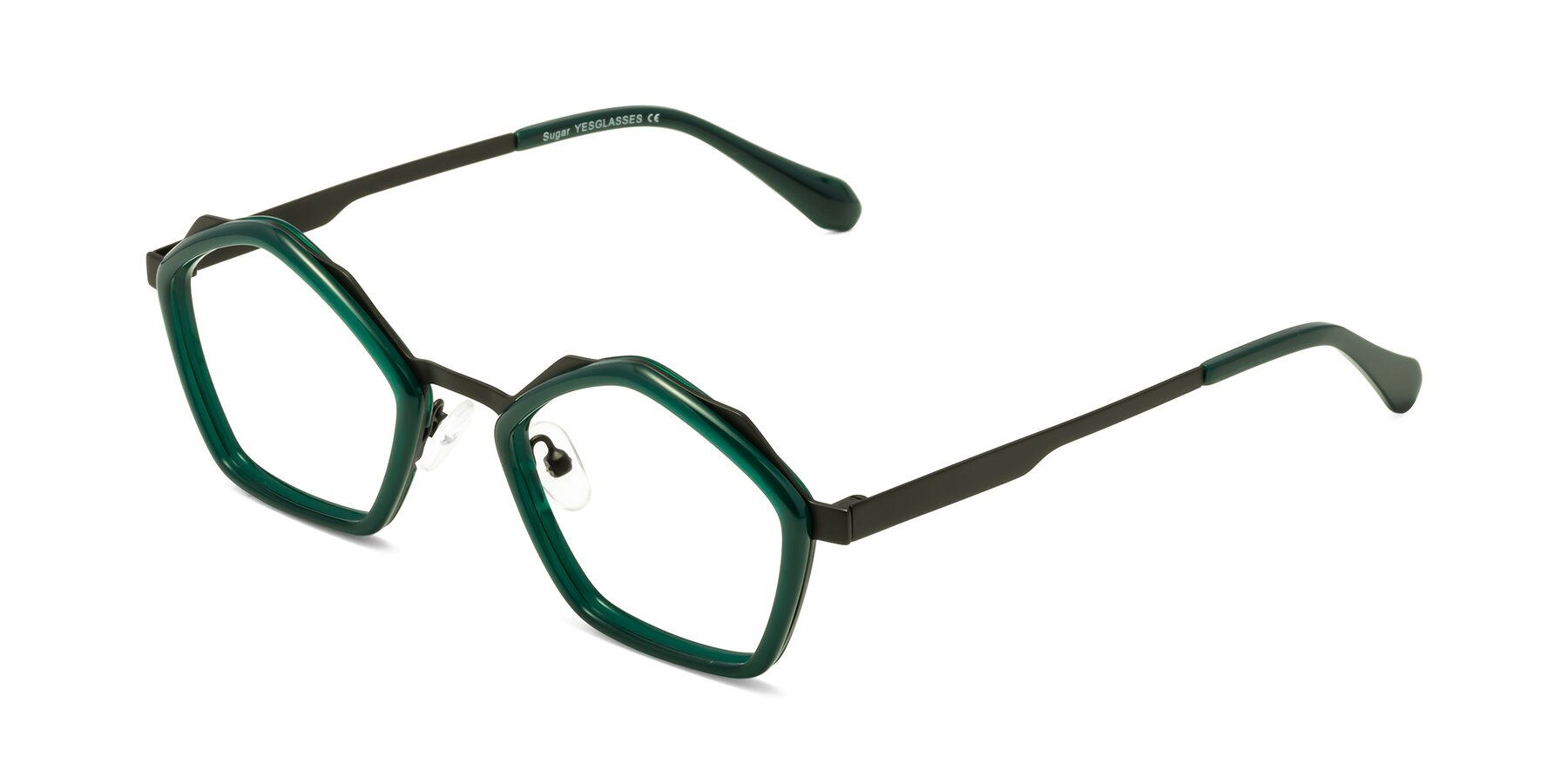 Angle of Sugar in Jade-Black with Clear Blue Light Blocking Lenses