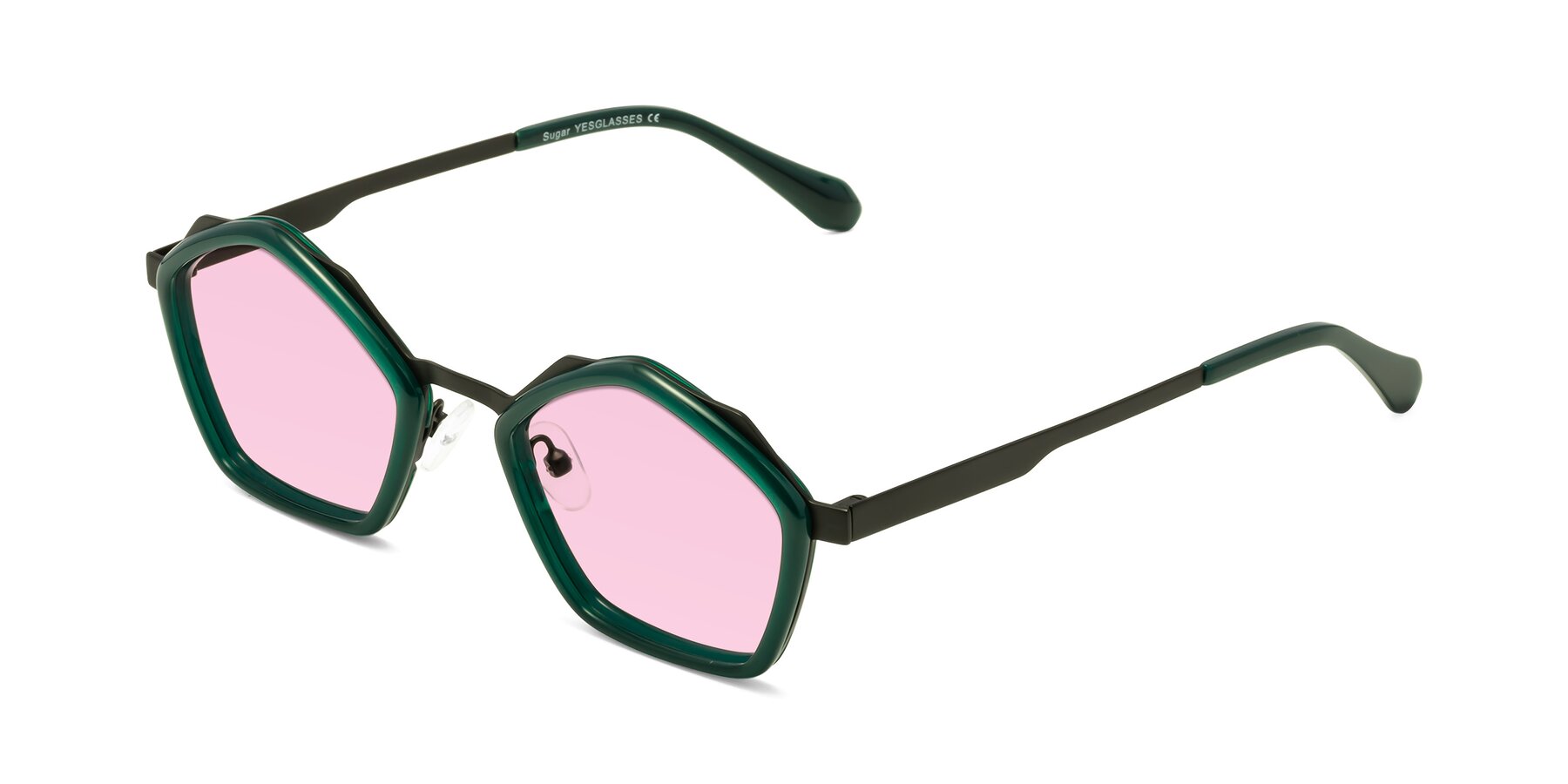 Angle of Sugar in Jade-Black with Light Pink Tinted Lenses