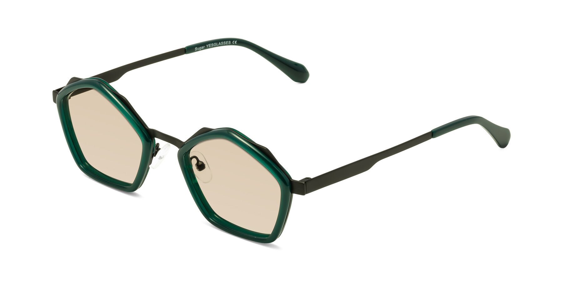 Angle of Sugar in Jade-Black with Light Brown Tinted Lenses